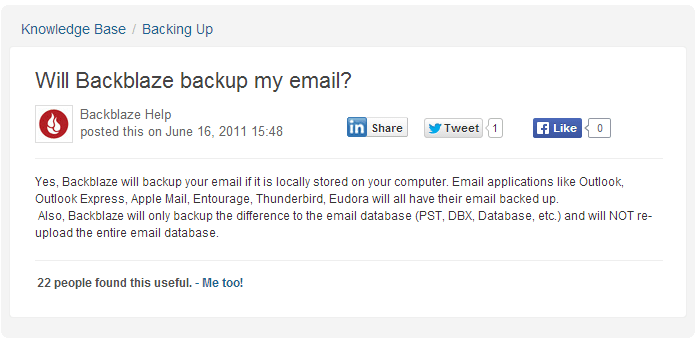 Will Backblaze backup my email