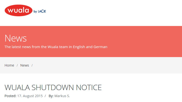Wuala Shutdown Notice